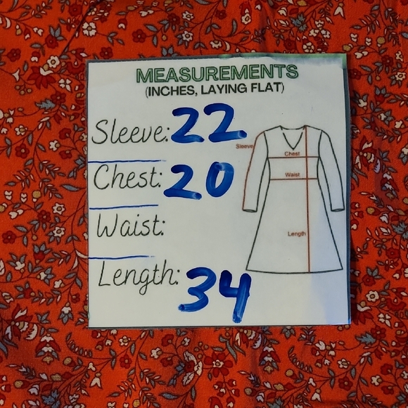 Old Navy Orange Red Floral Sundress with Bishop Sleeves Size Medium - Picture 9 of 11